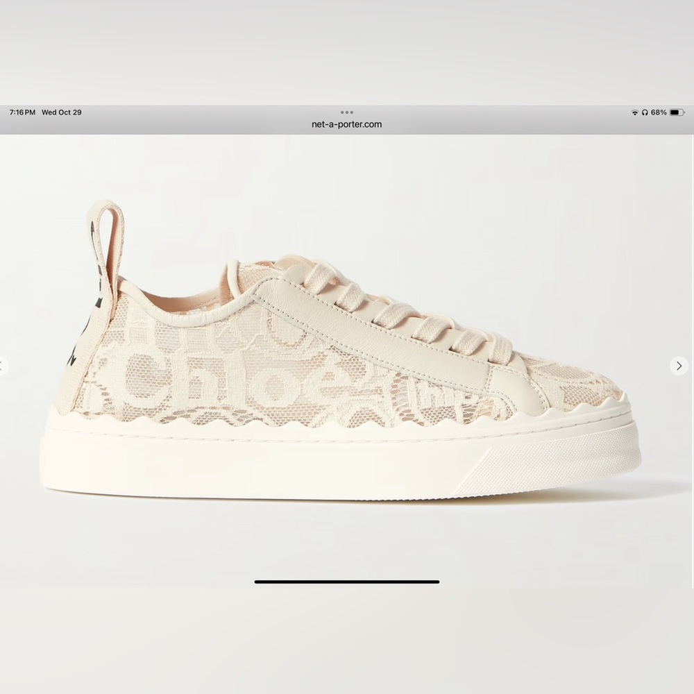 CHLOE LAUREN LACE Women’s low to Beige Sneakers. Size 39.